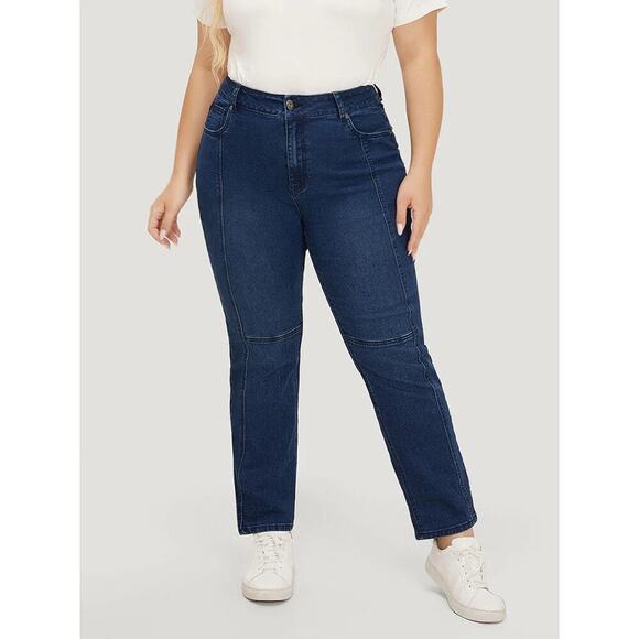 Size 22 • 3x • BloomChic • Very Stretchy Pocket Dark Wash Patchwork Jeans - Picture 1 of 7